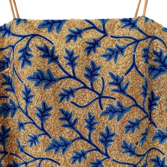 The Odells Strappy Sequin Embroidery Dress Gold Blue size XS - Picture 3 of 10